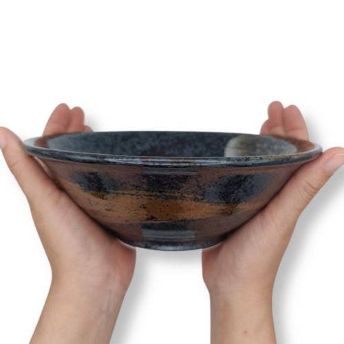 MINO WARE BLACK BRUSH STROKE JAPANESE BOWL MADE IN JAPAN