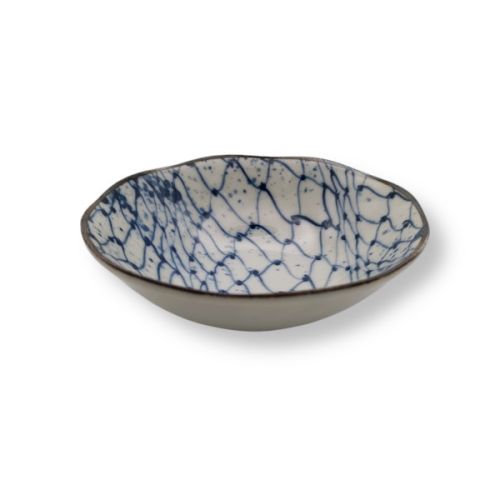 MINO WARE BLUE AND WHITE ASSORTED SMALL BOWLS SET OF 8