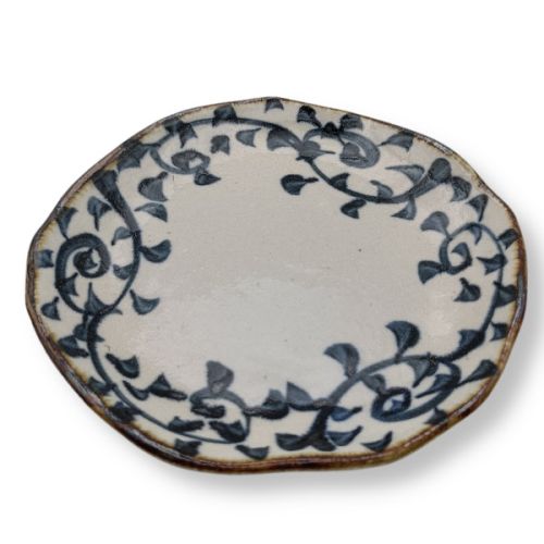 MINO WARE BLUE KARAKUSA ARABESQUE COFFEE CUP AND SAUCER