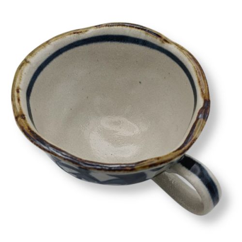 MINO WARE BLUE KARAKUSA ARABESQUE COFFEE CUP AND SAUCER