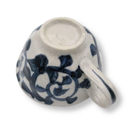 MINO WARE BLUE KARAKUSA ARABESQUE COFFEE CUP AND SAUCER