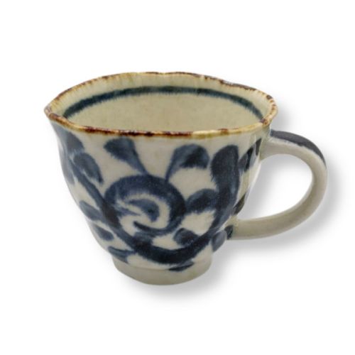 MINO WARE BLUE KARAKUSA ARABESQUE MUG