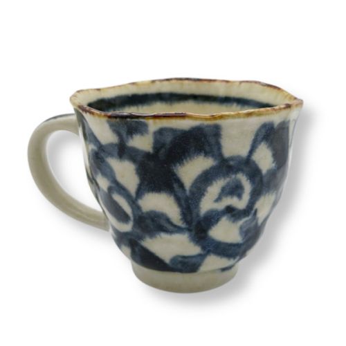 MINO WARE BLUE KARAKUSA ARABESQUE MUG