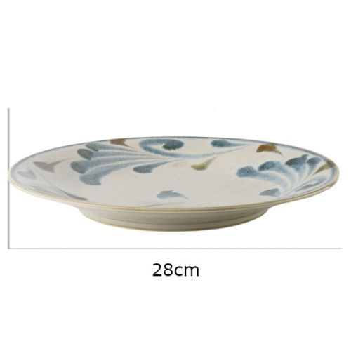 MINO WARE BRUSH BLUE KARAKUSA ARABESQUE DINNER PLATE 