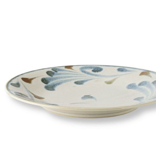 MINO WARE BRUSH BLUE KARAKUSA ARABESQUE DINNER PLATE 