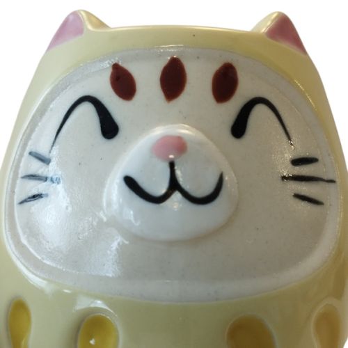 MUG DARUMA EN FAIENCE MINO À RAYURES JAUNE