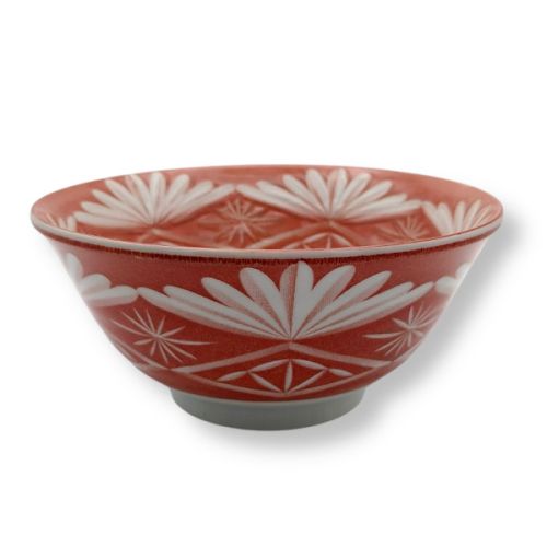 MINO WARE EDO KIRIKO STYLE PORCELAIN BOWL AND CHOPSTICK PAIR SET