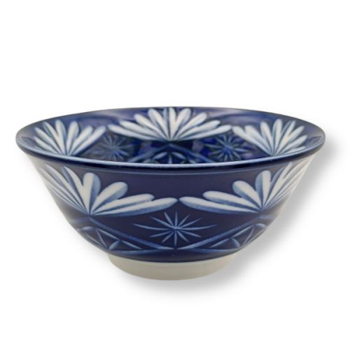 MINO WARE EDO KIRIKO STYLE PORCELAIN BOWL AND CHOPSTICK PAIR SET