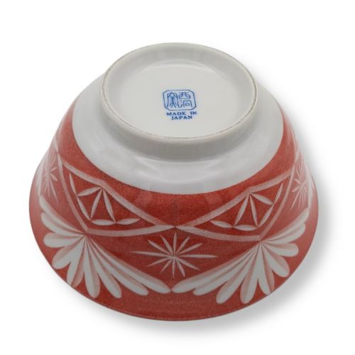 MINO WARE EDO KIRIKO STYLE PORCELAIN BOWL AND CHOPSTICK PAIR SET