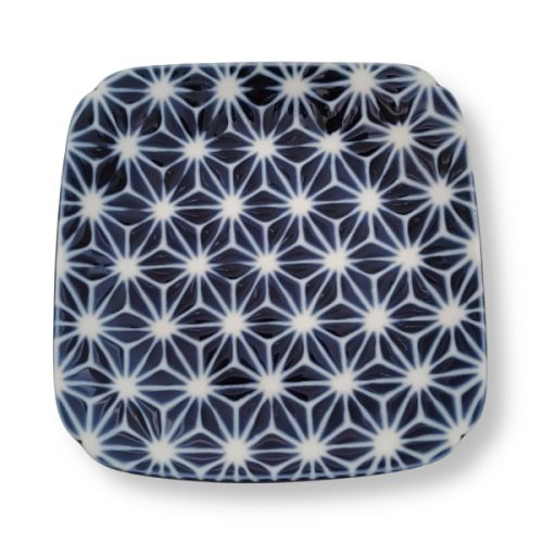 MINO WARE EDO KOMON GEOMETRIC PATTERN SQUARE PLATE SET OF 5