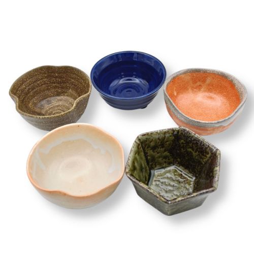 MINO WARE FIVE-COLOR JAPANESE CERAMIC APPETIZER BOWL SET