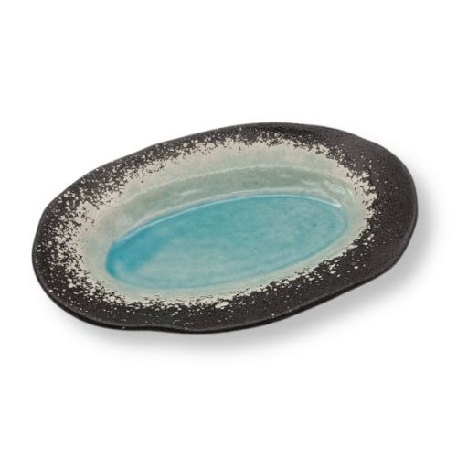 MINO WARE FIVE-GLAZE JAPANESE CERAMIC OVAL PLATE SET OF 5