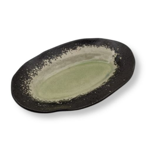 MINO WARE FIVE-GLAZE JAPANESE CERAMIC OVAL PLATE SET OF 5