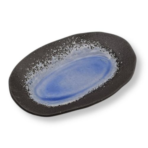MINO WARE FIVE-GLAZE JAPANESE CERAMIC OVAL PLATE SET OF 5