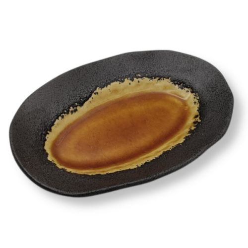 MINO WARE FIVE-GLAZE JAPANESE CERAMIC OVAL PLATE SET OF 5