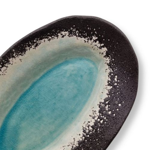 MINO WARE FIVE-GLAZE JAPANESE CERAMIC OVAL PLATE SET OF 5