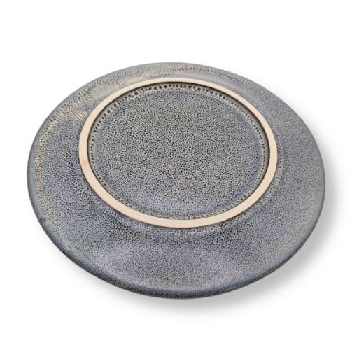 MINO WARE GLAZED GRAY COFFEE CUP AND FLAT PLATE SET MADE IN JAPAN
