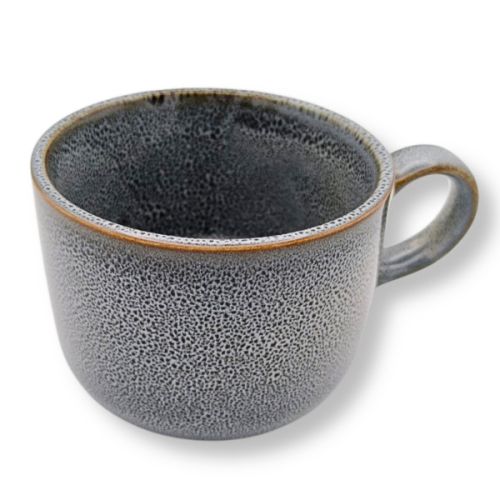 MINO WARE GLAZED GRAY COFFEE CUP AND FLAT PLATE SET MADE IN JAPAN