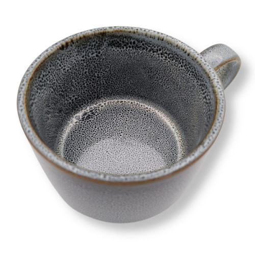 MINO WARE GLAZED GRAY COFFEE CUP AND FLAT PLATE SET MADE IN JAPAN