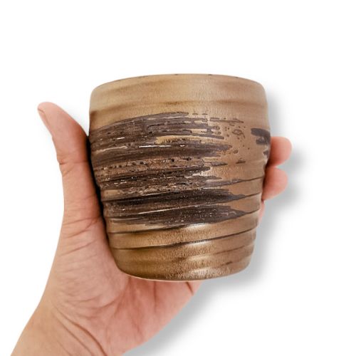 MINO WARE GOLD BRUSHED PATTERN ROCK CUP
