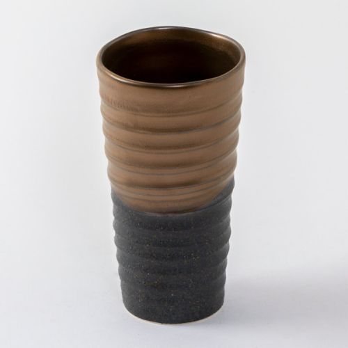 MINO WARE GOLD GLAZED JAPANESE BEER CUP PAIR WITH GIFT BOX