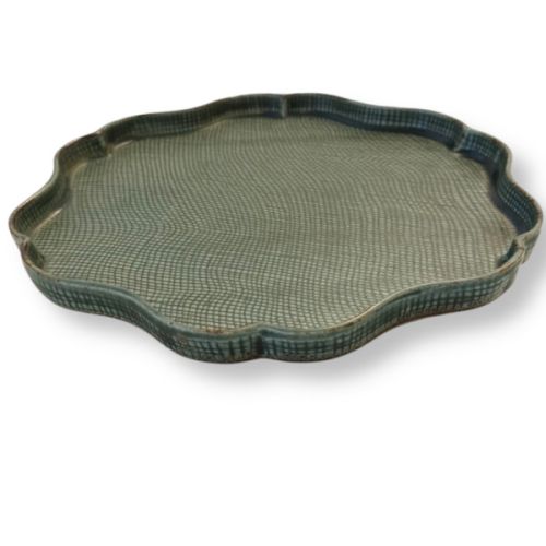MINO WARE GREEN FLOWER SHAPED PLATE