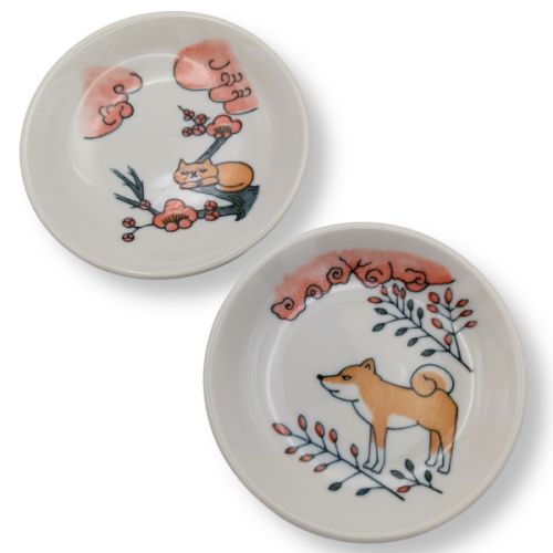MINO WARE HANAFUDA DESIGN MAMEZARA SMALL PLATE SET OF 5