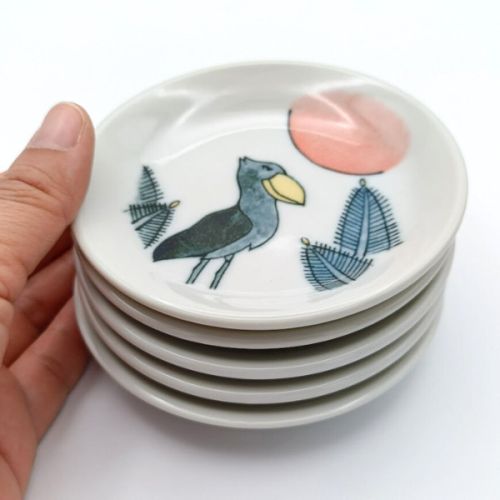 MINO WARE HANAFUDA DESIGN MAMEZARA SMALL PLATE SET OF 5