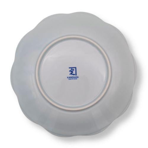 MINO WARE INDIGO BLUE KOMON TRADITIONAL PATTERN FLOWER-SHAPED PLATE