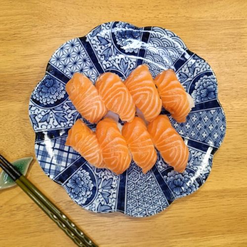 MINO WARE INDIGO BLUE KOMON TRADITIONAL PATTERN FLOWER-SHAPED PLATE