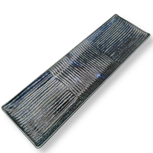 MINO WARE INDIGO BLUE LONG RECTANGULAR SUSHI PLATE