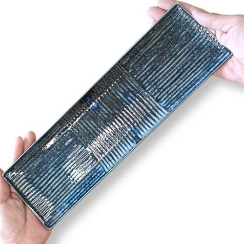 MINO WARE INDIGO BLUE LONG RECTANGULAR SUSHI PLATE