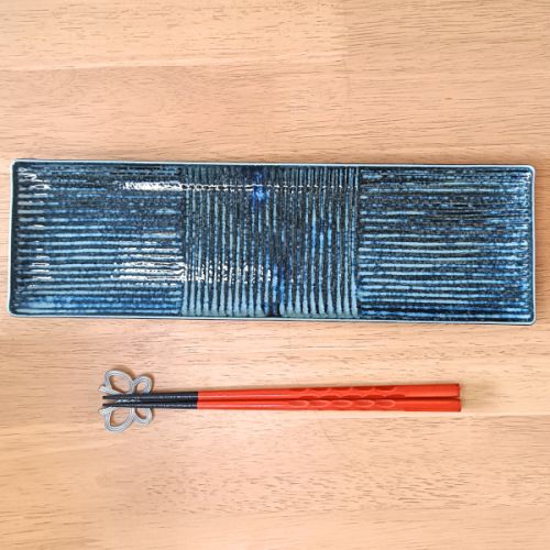 MINO WARE INDIGO BLUE LONG RECTANGULAR SUSHI PLATE