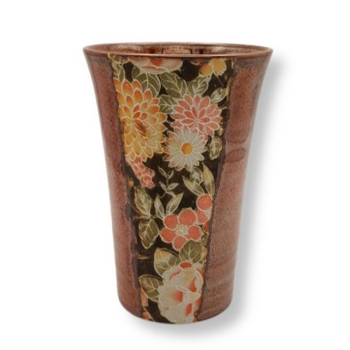 MINO WARE KAGA YUZEN PATTERN JAPANESE PORCELAIN PAIR TUMBLERS