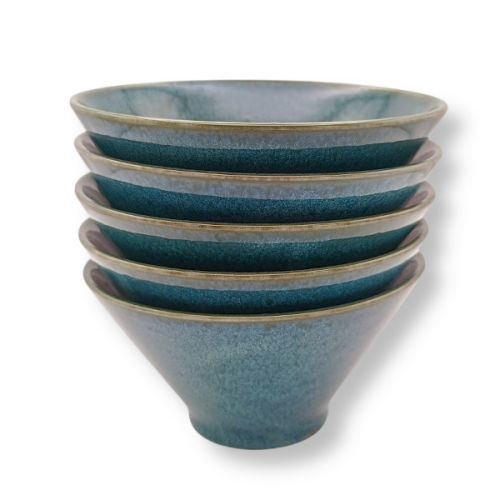 MINO WARE NATURAL GREEN MULTI BOWL SET OF 5 JAPANESE PORCELAIN