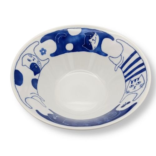 MINO WARE NEKO CAT BLUE LARGE DONBURI BOWL 20.5CM