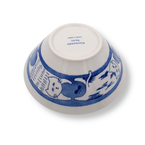 MINO WARE NEKO CAT BLUE LARGE DONBURI BOWL 20.5CM