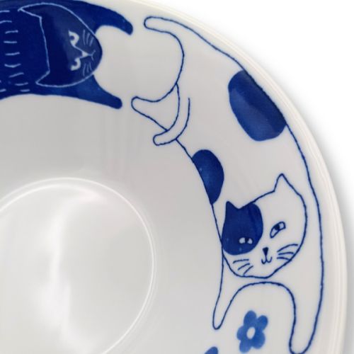 MINO WARE NEKO CAT BLUE LARGE DONBURI BOWL 20.5CM