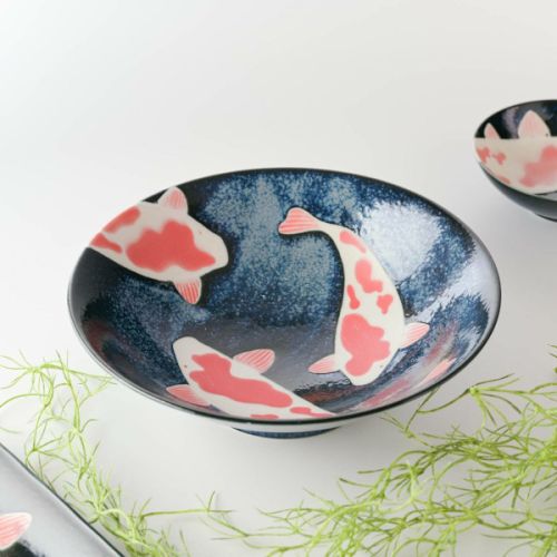 MINO WARE NISHIKI KOI FISH LARGE BOWL