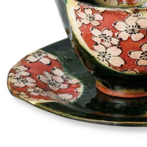 MINO WARE ORIBE SAKURA COFFEE CUP AND SAUCER