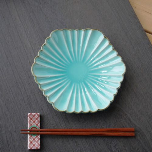 MINO WARE PEACOCK PLATE 2-COLOR SET