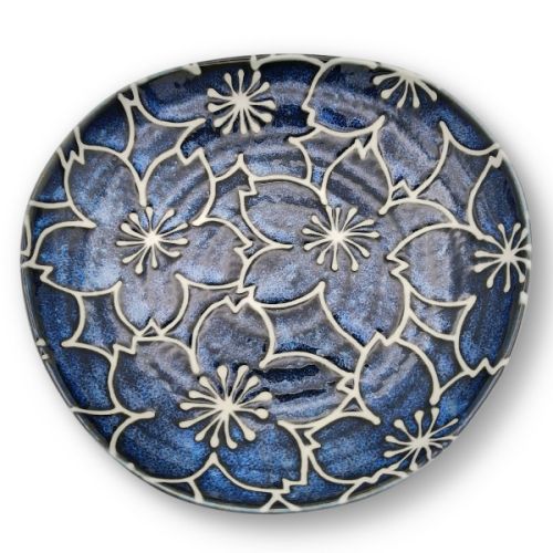 MINO WARE SAKURA CHERRY BLOSSOM PATTERN TRIANGULAR PLATE SET OF 5