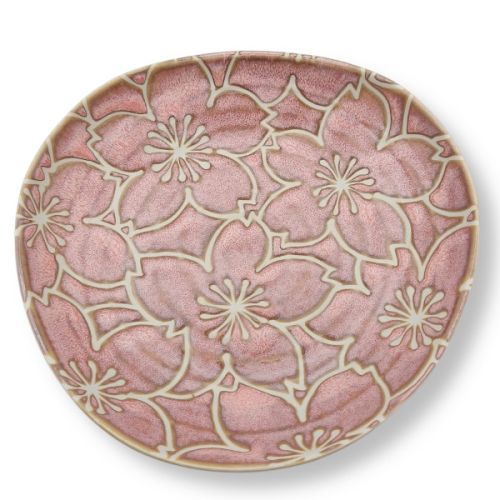 MINO WARE SAKURA CHERRY BLOSSOM PATTERN TRIANGULAR PLATE SET OF 5