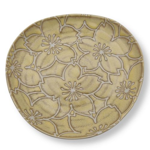 MINO WARE SAKURA CHERRY BLOSSOM PATTERN TRIANGULAR PLATE SET OF 5