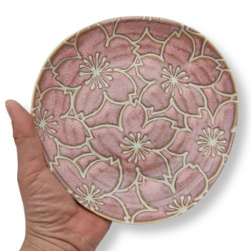 MINO WARE SAKURA CHERRY BLOSSOM PATTERN TRIANGULAR PLATE SET OF 5