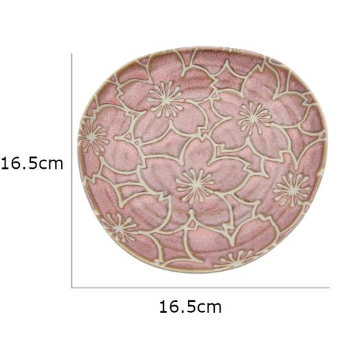 MINO WARE SAKURA CHERRY BLOSSOM PATTERN TRIANGULAR PLATE SET OF 5
