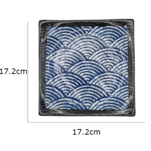 MINO WARE SEIGAIHA WAVE JAPANESE CERAMIC SQUARE PLATE