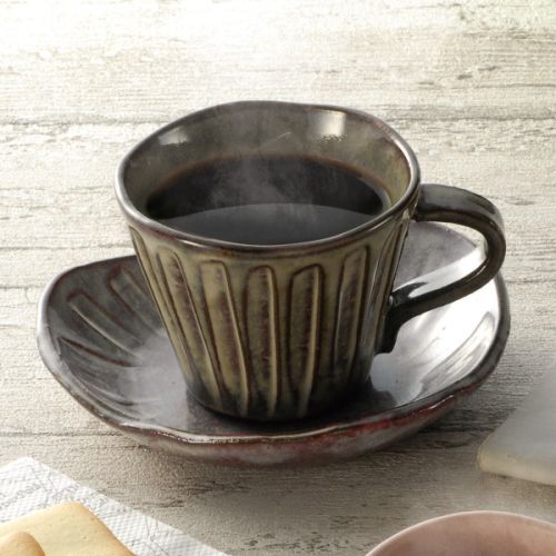 MINO WARE TOKUSA STRIPED PATTERN CUP AND SAUCER