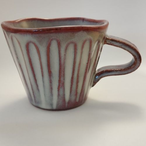 MINO WARE TOKUSA STRIPED PATTERN CUP AND SAUCER