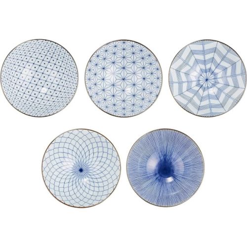 MINO WARE TRADITIONAL PATTERN RICE BOWL SET OF 5